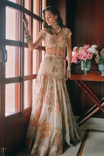Paulmi And Harsh Maelis Printed Fishcut Lehenga Set