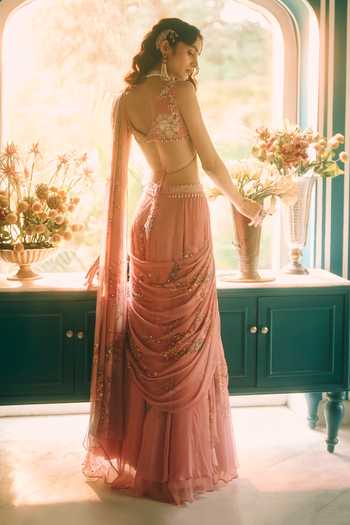 Paulmi And Harsh Reverie Embroidered Pre-Draped Saree With Blouse 