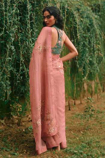 Paulmi And Harsh Rosy Printed Saree With Blouse