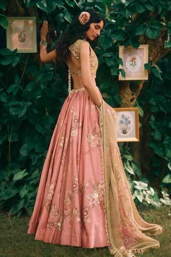 Paulmi And Harsh Rosewood Printed Lehenga Set
