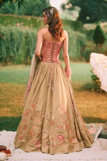 Paulmi And Harsh Keepsake Embroidered Corset Lehenga Set