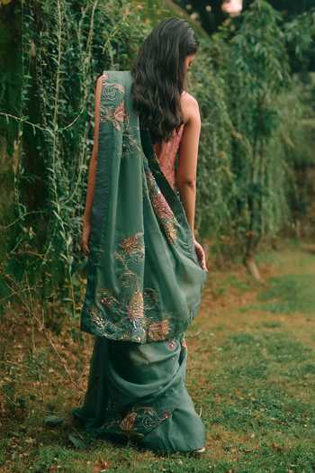 Paulmi And Harsh Rosy Embroidered Saree With Corset 