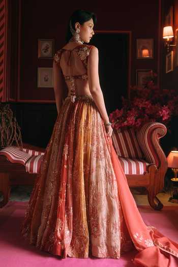 Paulmi And Harsh Pearlie Embroidered Lehenga Set