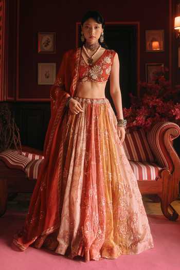 Paulmi And Harsh Pearlie Embroidered Lehenga Set