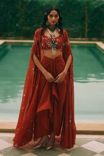 Paulmi And Harsh Marianne Printed Cape Skirt Set