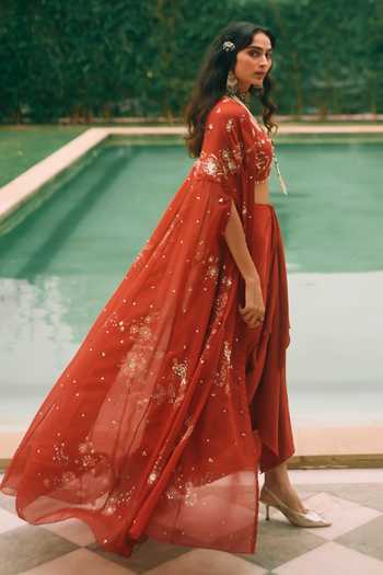 Paulmi And Harsh Marianne Printed Cape Skirt Set