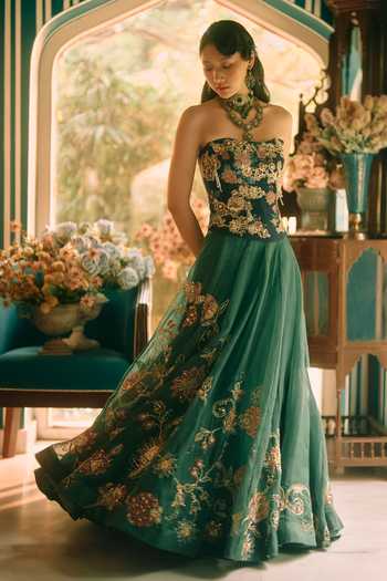 Paulmi And Harsh Twilight Printed Lehenga & Corset Set 