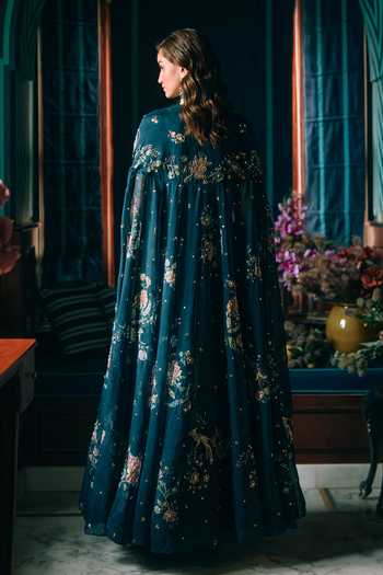 Paulmi And Harsh Rue Printed Anarkali With Cape 