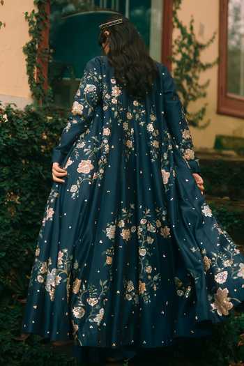 Paulmi And Harsh Whisper Flower Print Jacket Palazzo Set 