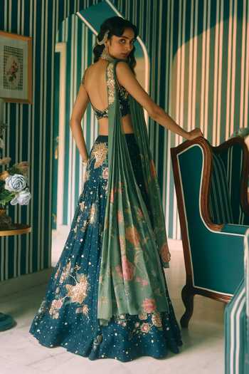Paulmi And Harsh Whimsy Printed & Embroidered Lehenga Set 