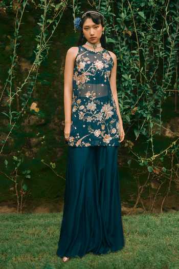Paulmi And Harsh Moonbeam Embroidered Kurta With Palazzo