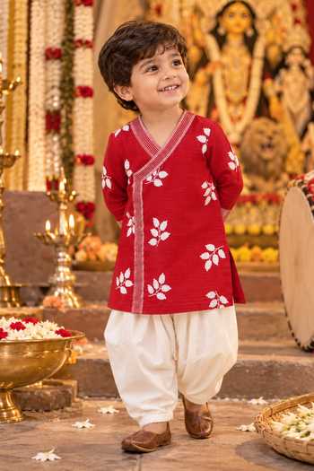 Rage Attire-Sweta Saria Laal Patta Angarkha Kurta Set 