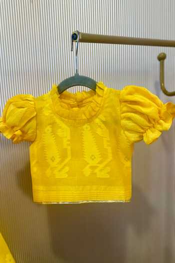 Buy Rage Attire-Sweta Saria Yellow Cotton Basanti Dhakai Lehenga And Blouse Set Online at Aza Fashions Buy_Rage Attire-Sweta Saria_Yellow Cotton Basanti Dhakai Lehenga And Blouse Set _Online_at_Aza_Fashions