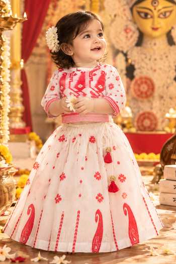 Rage Attire-Sweta Saria Dhakai Cotton Printed Lehenga & Blouse Set 