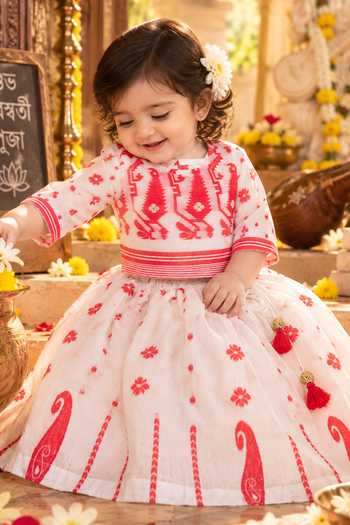 Rage Attire-Sweta Saria Dhakai Cotton Printed Lehenga & Blouse Set 
