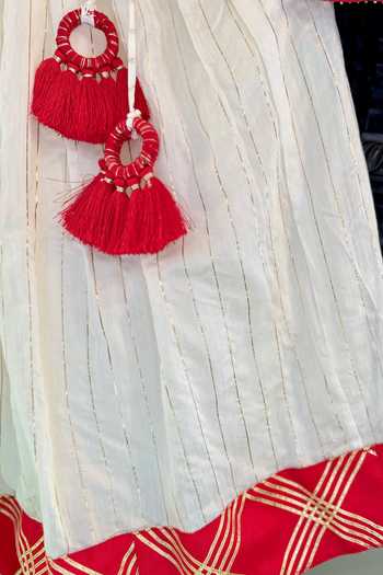 Rage Attire-Sweta Saria_Red Cotton, Muslin (mulmul) Kamala Devi Embroidered Blouse And Lehenga Set _at_Aza_Fashions
