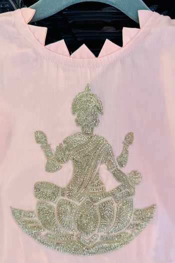 Rage Attire-Sweta Saria_Peach Cotton, Muslin (mulmul) Kamala Devi Embroidered Lehenga Set _Online_at_Aza_Fashions