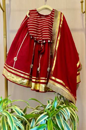 Rage Attire-Sweta Saria Gulab Gotta Mirror Embroidered Lehenga Set
