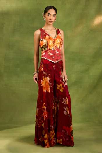 Neha Khullar Floral Print Waistcoat & Sharara Set 