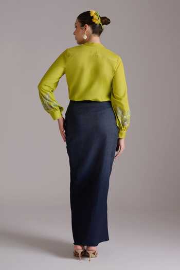 JAYN India Ishita Sleeve Embroidered Shirt & Draped Skirt Set 