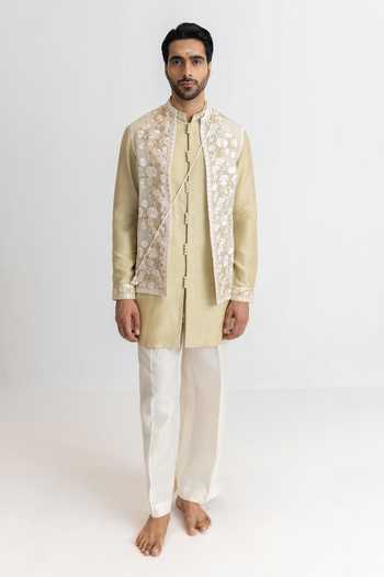 Wabi Sabi By Anshum-Ritesh Bela Chameli Embroidered Bundi Set