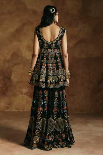Aman Takyar Embroidered Peplum Kurta & Sharara Set 