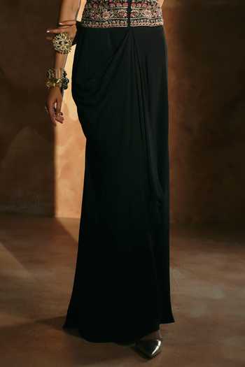 Aman Takyar Black Silk, Organza, Dupion Zari, Beads Embroidered Corset And Skirt Set Online at Aza Fashions Aman Takyar_Black Silk, Organza, Dupion Zari, Beads Embroidered Corset And Skirt Set _Online_at_Aza_Fashions