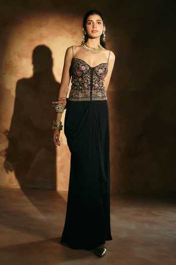 Buy Aman Takyar Black Silk, Organza, Dupion Zari, Beads Embroidered Corset And Skirt Set Online at Aza Fashions Buy_Aman Takyar_Black Silk, Organza, Dupion Zari, Beads Embroidered Corset And Skirt Set _Online_at_Aza_Fashions