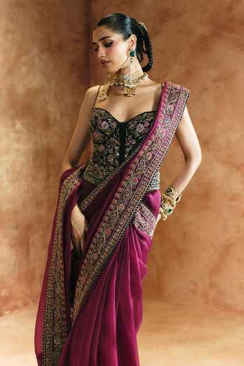 Buy Aman Takyar Purple Silk, Organza, Dupion Beads, Zari, Stones Embroidered Saree With Corset Online at Aza Fashions Buy_Aman Takyar_Purple Silk, Organza, Dupion Beads, Zari, Stones Embroidered Saree With Corset _Online_at_Aza_Fashions