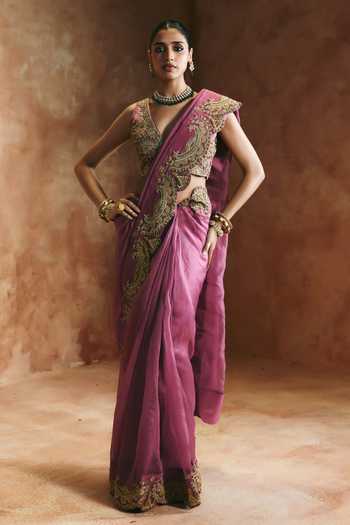 Aman Takyar Embroidered Saree With Blouse