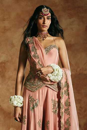Aman Takyar Pink Silk, Organza, Dupion Beads, Zari, Stones Embroidered Corset Sharara Set Online at Aza Fashions Aman Takyar_Pink Silk, Organza, Dupion Beads, Zari, Stones Embroidered Corset Sharara Set _Online_at_Aza_Fashions