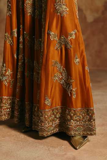 Shop Aman Takyar Orange Silk, Organza, Dupion Beads, Zari, Cut Embroidered Jacket Sharara Set Online at Aza Fashions Shop_Aman Takyar_Orange Silk, Organza, Dupion Beads, Zari, Cut Embroidered Jacket Sharara Set _Online_at_Aza_Fashions