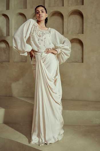 Babita M Lunelle Embellished Top Skirt Set 