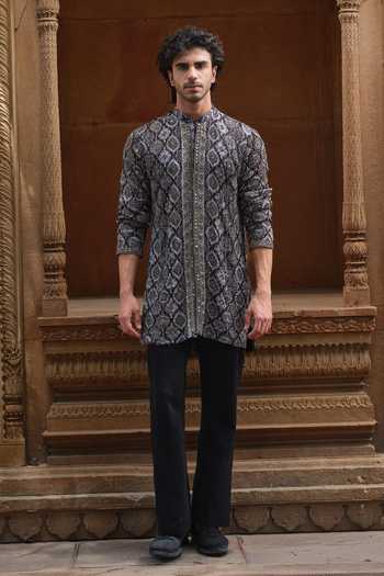 Darzi House Taaragarh Ajrakh Print & Embroidered Kurta Set 