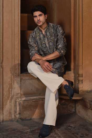 Buy Darzi House Blue Chanderi Silk Rathore Ajrakh Print Kurta Set Online at Aza Fashions Buy_Darzi House_Blue Chanderi Silk Rathore Ajrakh Print Kurta Set _Online_at_Aza_Fashions