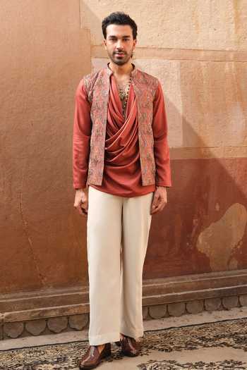 Darzi House Kesar Garh Jacket & Cowl Kurta Set