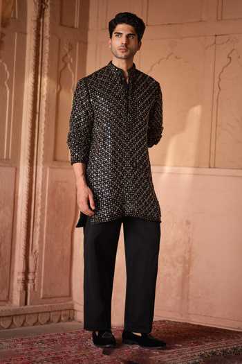 Buy Darzi House Black Georgette Taara Mirror Embroidered Kurta Set Online at Aza Fashions Buy_Darzi House_Black Georgette Taara Mirror Embroidered Kurta Set _Online_at_Aza_Fashions