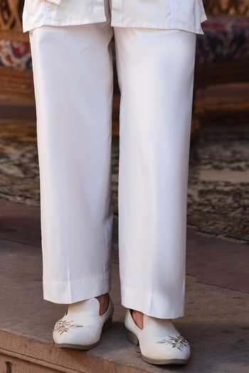 Darzi House_Ivory Chanderi Silk Umaid Embroidered Nehru Jacket And Kurta Set _Online_at_Aza_Fashions