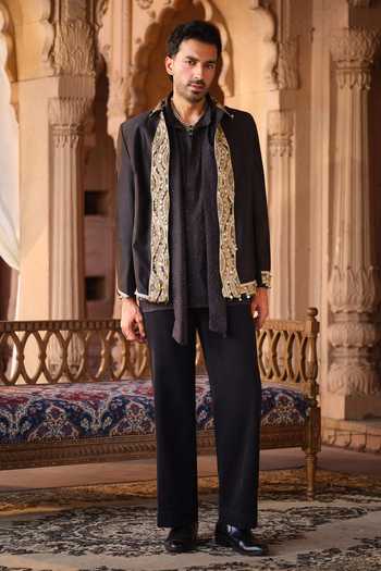Darzi House Rajgarh Jacket & Draped Kurta Set 