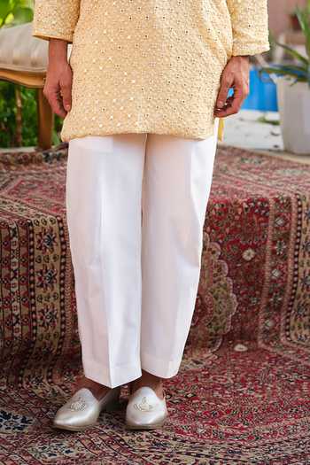 Buy_Darzi House_Yellow Georgette Sheesh Mahal Embroidered Kurta Set _Online_at_Aza_Fashions