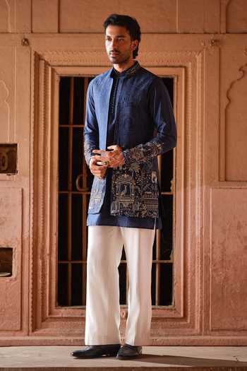 Darzi House Chitrasari Embroidered Jacket & Kurta Set 