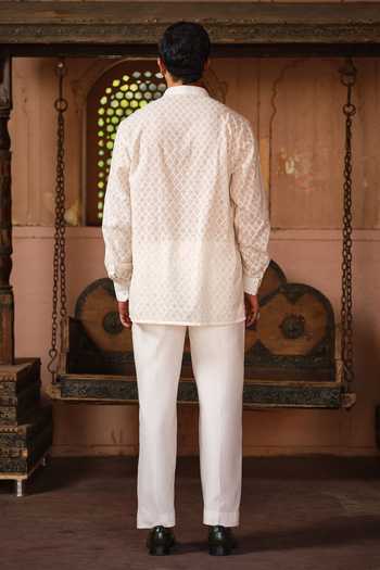 Darzi House Sanganer Mukaish Work Short Kurta Set 