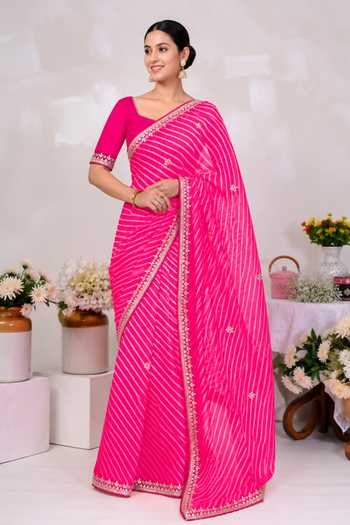 Geroo Jaipur Leheriya Saree With Blouse 