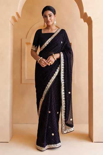 Geroo Jaipur Gota Patti Embroidered Saree With Blouse 