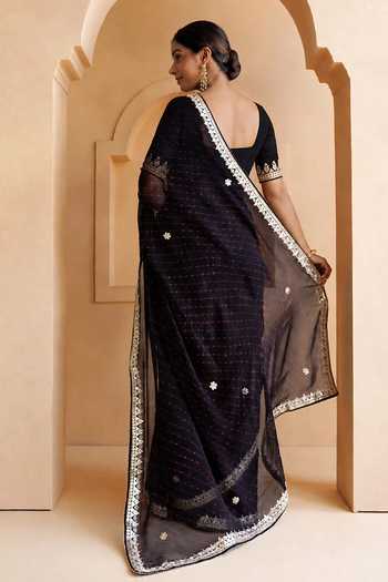 Geroo Jaipur Gota Patti Embroidered Saree With Blouse 
