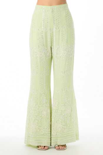 Buy Gopi Vaid Green Georgette Halter Neck Naisha Chikankari Peplum Top Set Online at Aza Fashions Buy_Gopi Vaid_Green Georgette Halter Neck Naisha Chikankari Peplum Top Set _Online_at_Aza_Fashions