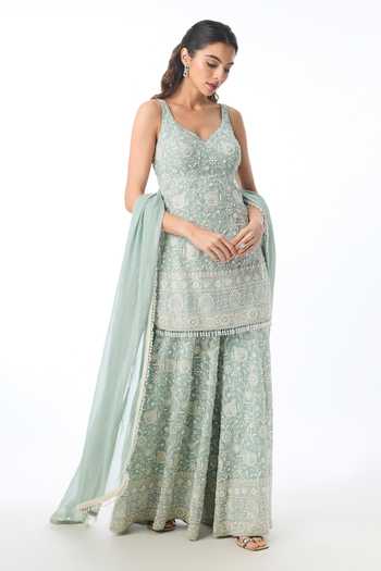 Gopi Vaid Vanya Chikankari Embroidered Kurta Set 