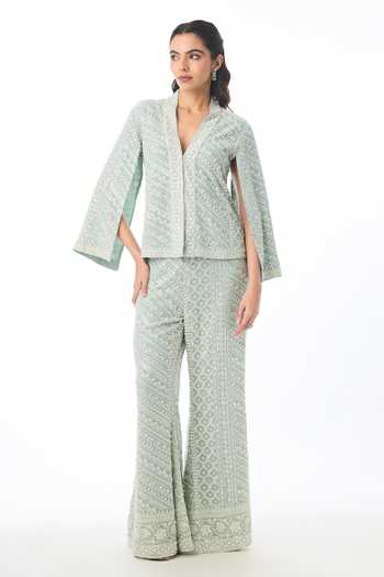 Gopi Vaid Aarika Chikankari Jacket & Pant Set 