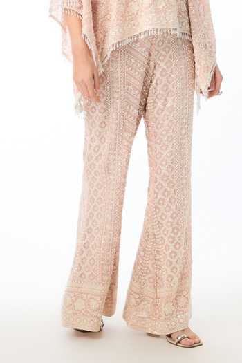 Gopi Vaid Pink Georgette Round Neck Saloni Chikankari Pant Set Online at Aza Fashions Gopi Vaid_Pink Georgette Round Neck Saloni Chikankari Pant Set _Online_at_Aza_Fashions