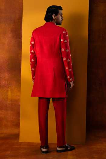 Kaaj Button Armour Embroidered Sherwani Set 